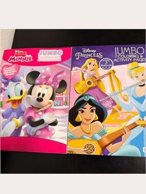 Disney Minnie & Princess Jumbo Coloring Activity Book Set - Pink, Purple, Blue